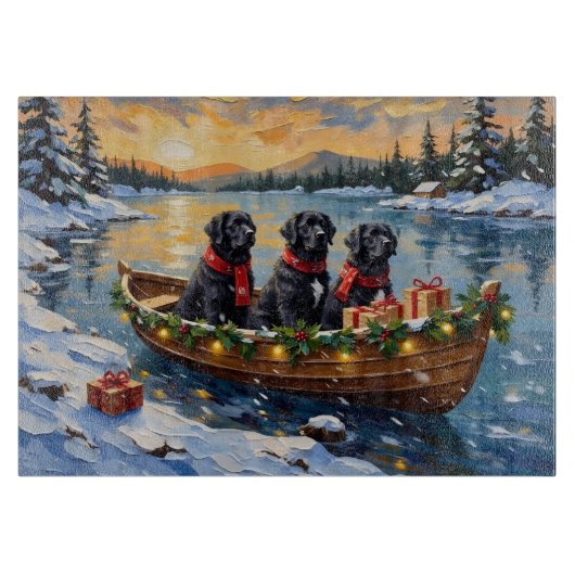 Newfoundland-hond Kerstboot Vakantie Snijplank (Voorkant)