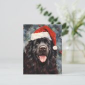 Newfoundland hond Kerstborstel schilderen kunstwer Feestdagenkaart (Staand voorkant)