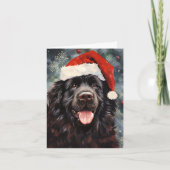 Newfoundland hond Kerstborstel schilderen kunstwer Kaart (Voorkant)
