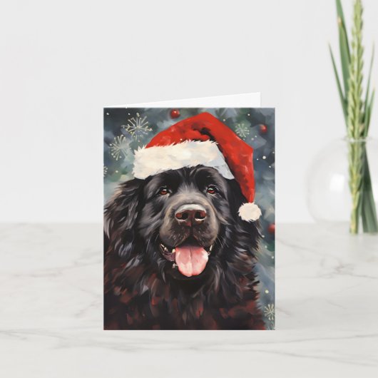 Newfoundland hond Kerstborstel schilderen kunstwer Kaart (Voorkant)