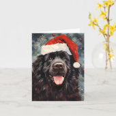 Newfoundland hond Kerstborstel schilderen kunstwer Kaart (Gele Bloem)