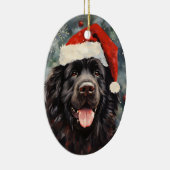 Newfoundland hond Kerstborstel schilderen kunstwer Keramisch Ornament (Rechts)