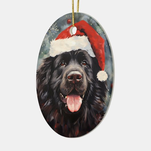 Newfoundland hond Kerstborstel schilderen kunstwer Keramisch Ornament (Links)