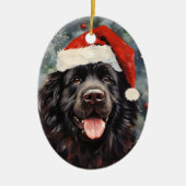 Newfoundland hond Kerstborstel schilderen kunstwer Keramisch Ornament (Voorkant)