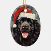 Newfoundland hond Kerstborstel schilderen kunstwer Keramisch Ornament (Achterkant)
