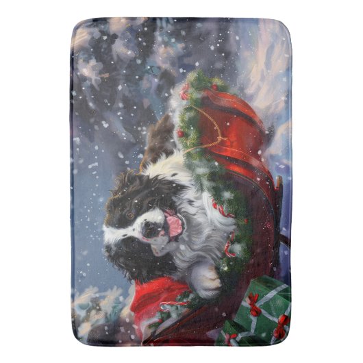 Newfoundland Hond Kerstfeest Badmat (Voorkant Verticaal)