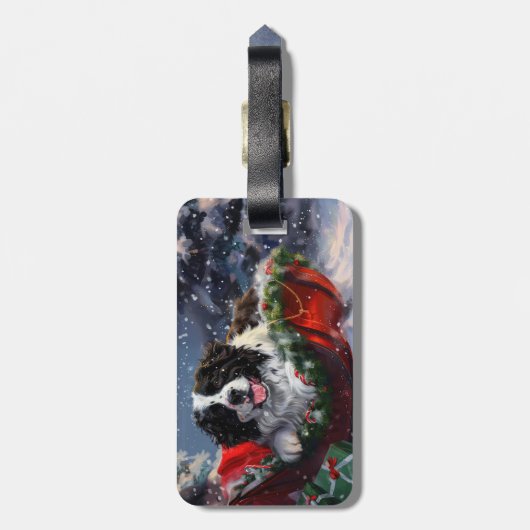 Newfoundland Hond Kerstfeest Bagagelabel (Achterkant verticaal)