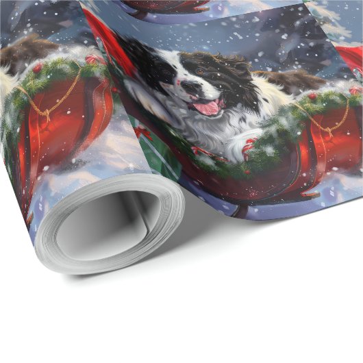 Newfoundland Hond Kerstfeest Cadeaupapier (Rol Hoek)