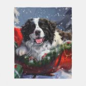 Newfoundland Hond Kerstfeest Fleece Deken (Voorkant)