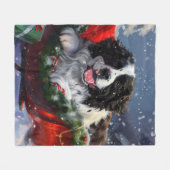 Newfoundland Hond Kerstfeest Fleece Deken (Voorkant (Horizontaal))