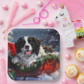 Newfoundland Hond Kerstfeest Papieren Bordje (Feest)