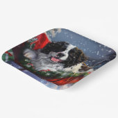 Newfoundland Hond Kerstfeest Papieren Bordje (Gebogen)