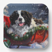 Newfoundland Hond Kerstfeest Papieren Bordje (Voorkant)