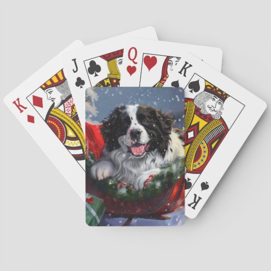 Newfoundland Hond Kerstfeest Pokerkaarten (Achterkant)
