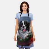 Newfoundland Hond Kerstfeest Schort (Gedragen)