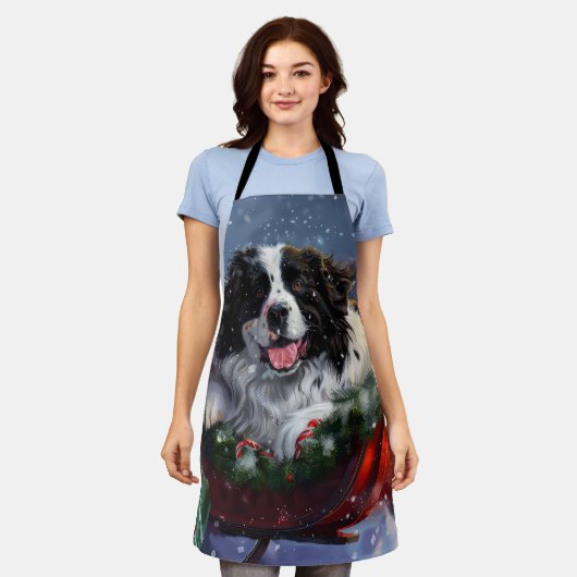 Newfoundland Hond Kerstfeest Schort (Gedragen)