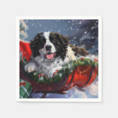 Newfoundland Hond Kerstfeest Servet (Voorkant)