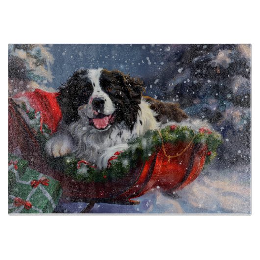 Newfoundland Hond Kerstfeest Snijplank (Voorkant)