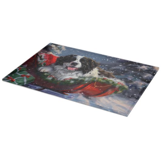 Newfoundland Hond Kerstfeest Snijplank (Hoek)