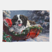 Newfoundland Hond Kerstfeest Theedoek (Horizontaal)