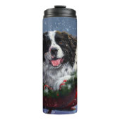 Newfoundland Hond Kerstfeest Thermosbeker (Voorkant)