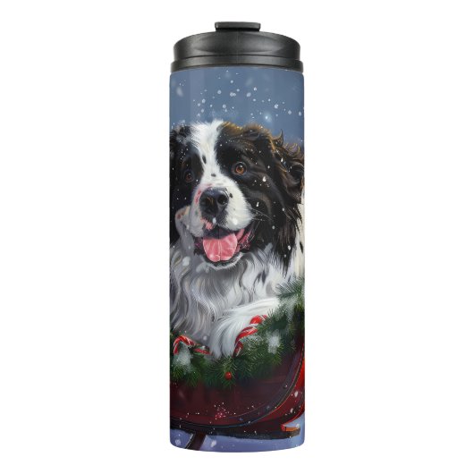 Newfoundland Hond Kerstfeest Thermosbeker (Voorkant)