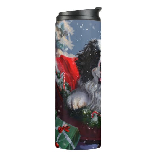 Newfoundland Hond Kerstfeest Thermosbeker (Gedraaid links)