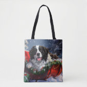 Newfoundland Hond Kerstfeest Tote Bag (Voorkant)