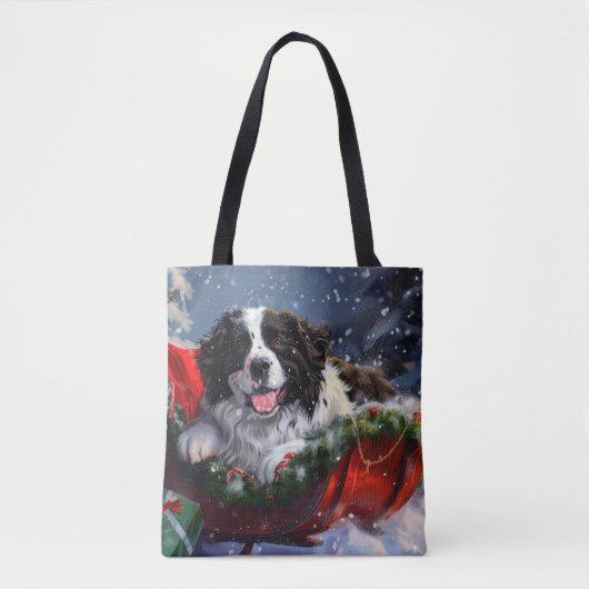 Newfoundland Hond Kerstfeest Tote Bag (Voorkant)