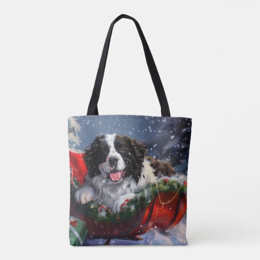 Newfoundland Hond Kerstfeest Tote Bag (Achterkant)