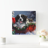Newfoundland Hond Kerstfeest Vierkante Klok (Huis)