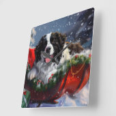 Newfoundland Hond Kerstfeest Vierkante Klok (Hoek)