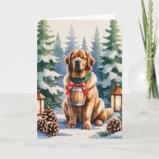 Newfoundland Hond Kerstgroet Kaart (Voorkant)