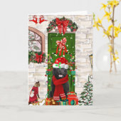 Newfoundland-hond Kerstmis  Kaart (Gele Bloem)