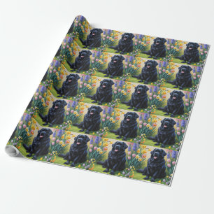 Newfoundland-hond lente bloemen schilderij cadeaupapier