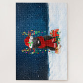 Newfoundland-hond met kerstcadeaus legpuzzel (Verticaal)