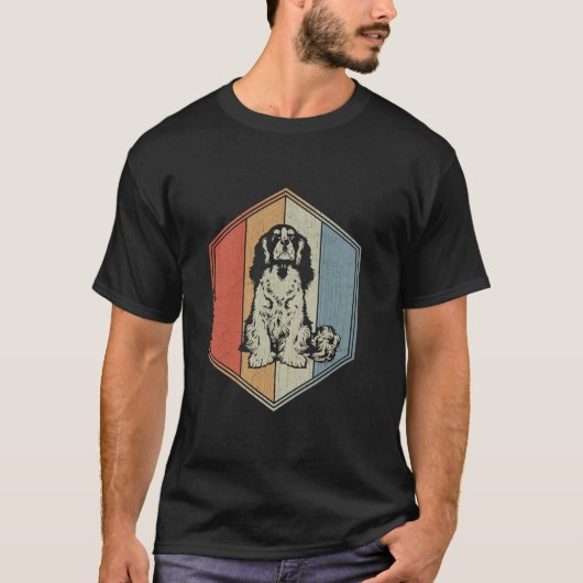 Newfoundland Hond Met Noodlijdend Ontwerp Retro Ne T-shirt (Voorkant)