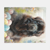 Newfoundland Hond met Paaseieren Vakantie Fleece Deken (Voorkant (Horizontaal))