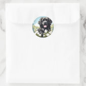 Newfoundland Hond met witte bloemen Ronde Sticker (Tas)