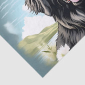 Newfoundland Hond met witte bloemen Tissuepapier (Detail)