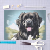 Newfoundland Hond met witte bloemen Tissuepapier (Craft)
