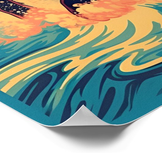 Newfoundland hond op het strand poster (Hoek)