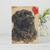 Newfoundland hond Oude Valentijnsdag  Feestdagenkaart (Staand voorkant)