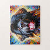 Newfoundland Hond Portret Acryl Kunst Print Hond Legpuzzel (Verticaal)