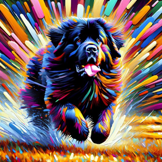 Newfoundland Hond Portret Acryl Kunst Print Hond Legpuzzel