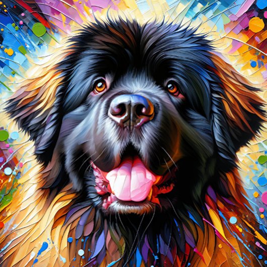 Newfoundland Hond Portret Acryl Kunst Print Hond Legpuzzel