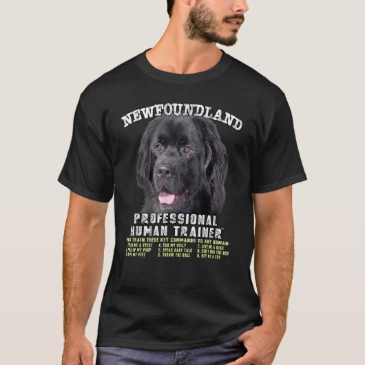 Newfoundland Hond Professionele Menselijke Trainer T-shirt (Voorkant)