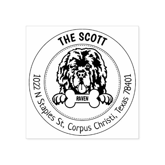 Newfoundland Hond Retouradres Familie Rubberstempel (Afrduk)