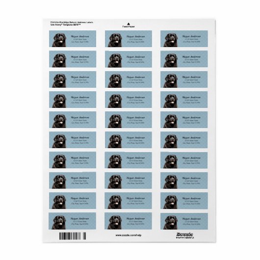 Newfoundland Hond Retouradres Labels (Full Sheet)