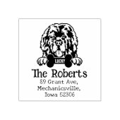 Newfoundland hond, retouradres, rubberstempel (Afrduk)